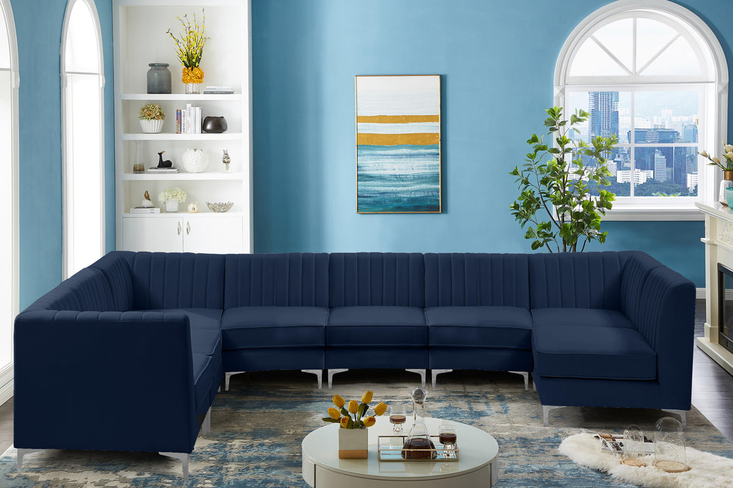 Alina Navy Velvet Modular Sectional - Bargain Furniture (Detroit, MI)
