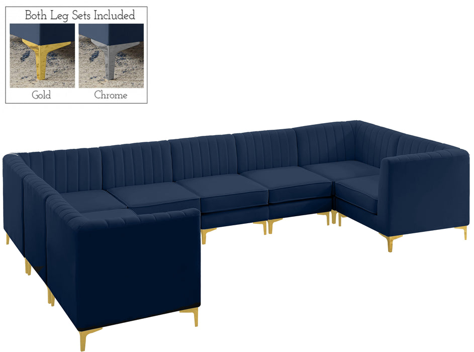 Alina Navy Velvet Modular Sectional - Bargain Furniture (Detroit, MI)