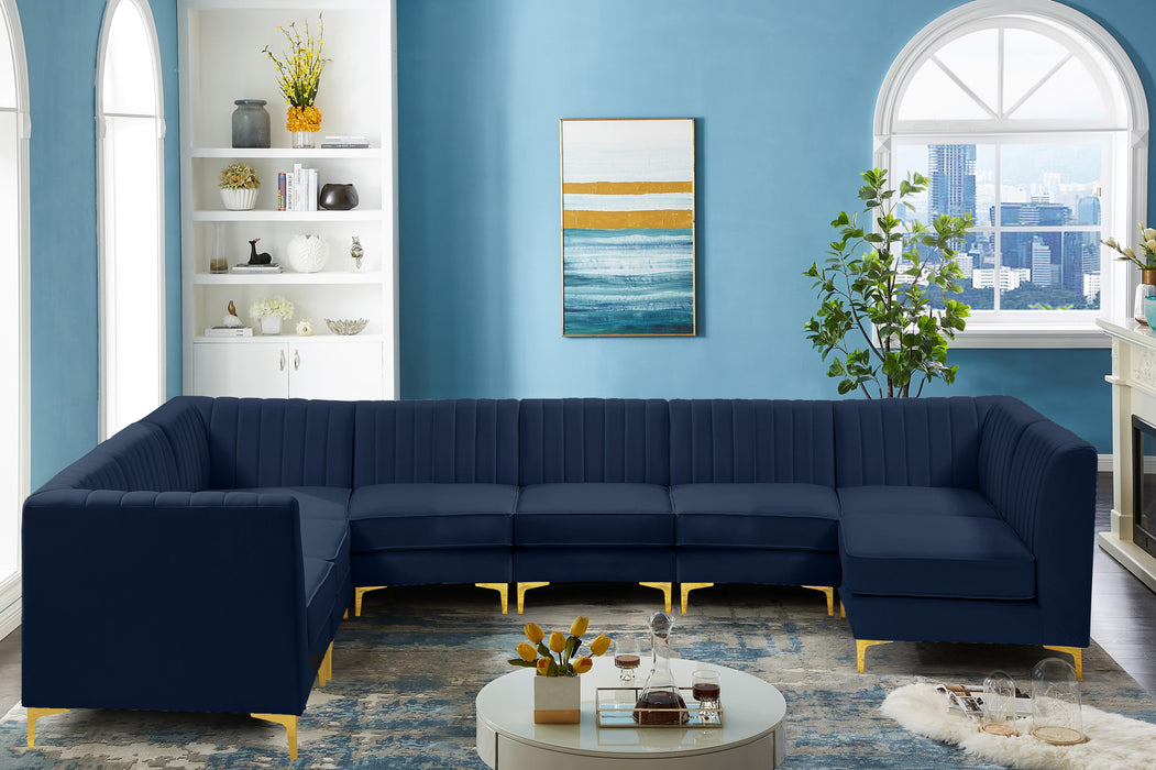 Alina Navy Velvet Modular Sectional - Bargain Furniture (Detroit, MI)