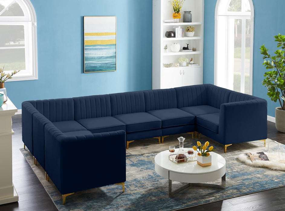 Alina Navy Velvet Modular Sectional - Bargain Furniture (Detroit, MI)
