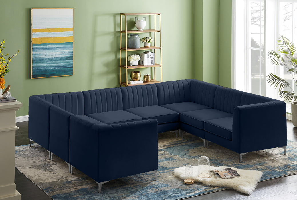 Alina Navy Velvet Modular Sectional - Bargain Furniture (Detroit, MI)