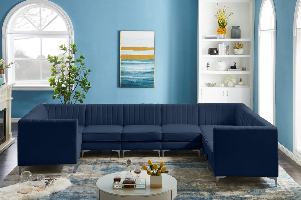 Alina Navy Velvet Modular Sectional - Bargain Furniture (Detroit, MI)