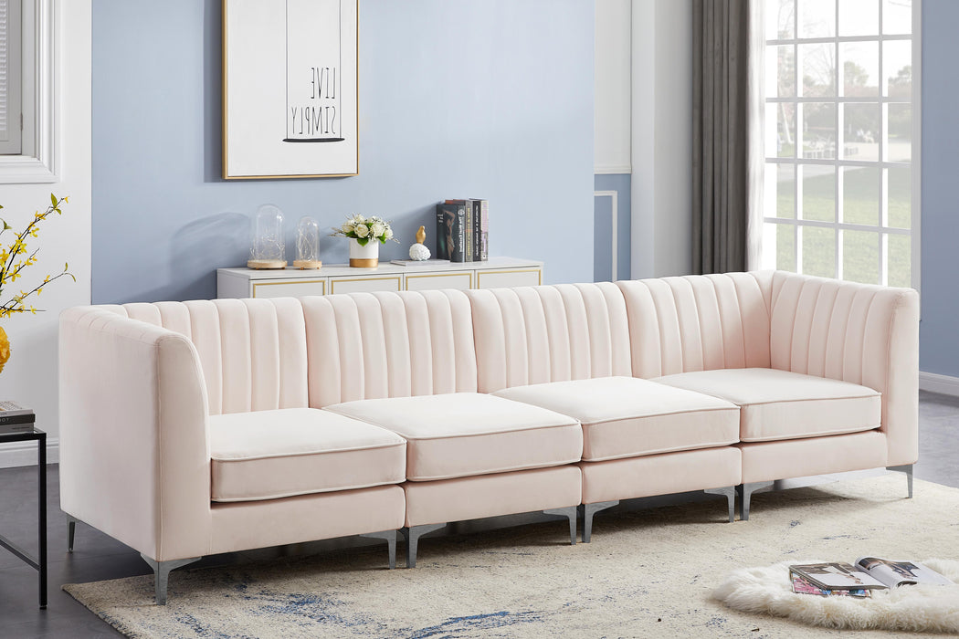 Alina Pink Velvet Modular Sectional - Bargain Furniture (Detroit, MI)