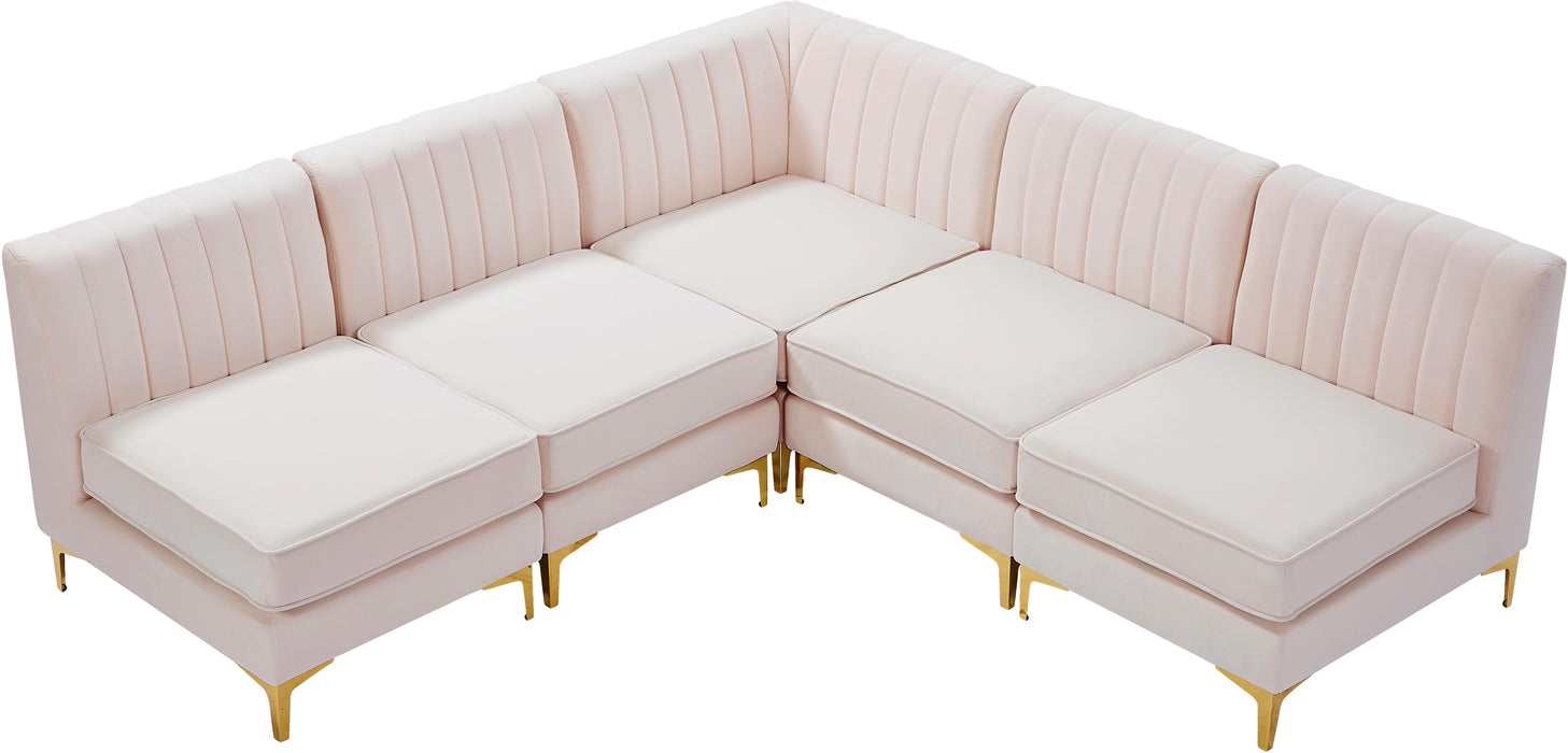 Alina Pink Velvet Modular Sectional - Bargain Furniture (Detroit, MI)