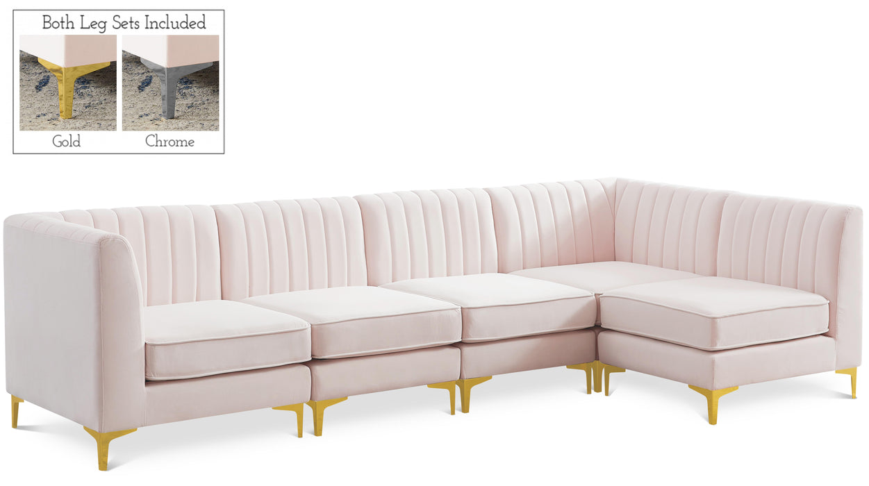 Alina Pink Velvet Modular Sectional - Bargain Furniture (Detroit, MI)