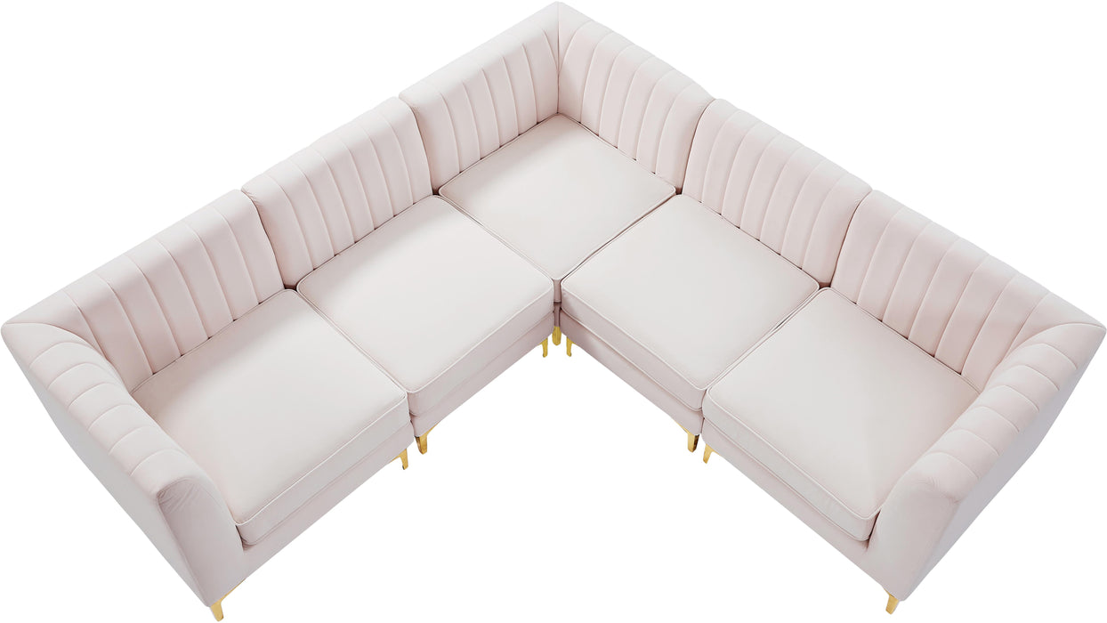 Alina Pink Velvet Modular Sectional - Bargain Furniture (Detroit, MI)