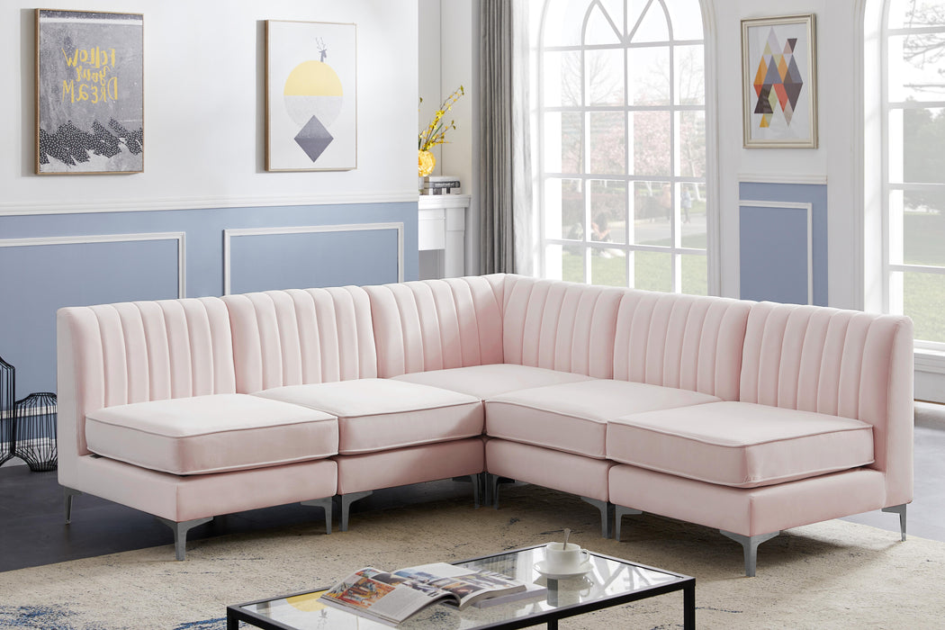 Alina Pink Velvet Modular Sectional - Bargain Furniture (Detroit, MI)