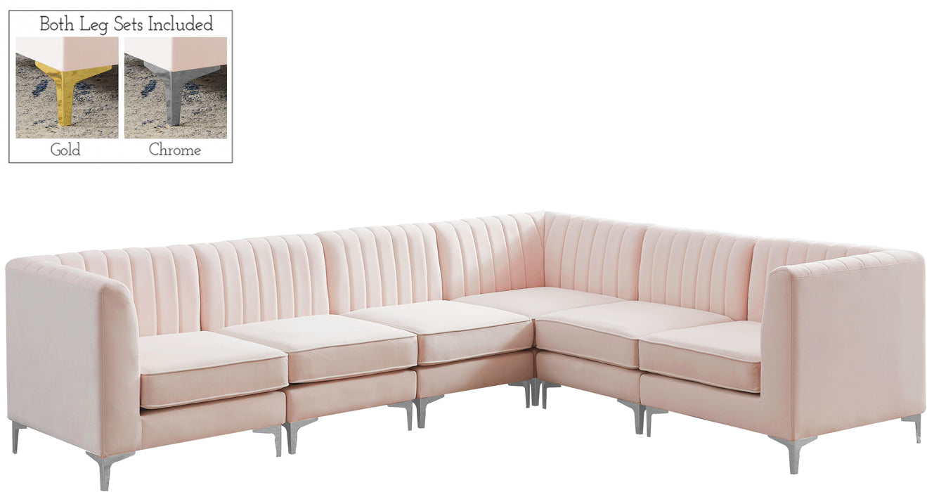 Alina Pink Velvet Modular Sectional - Bargain Furniture (Detroit, MI)