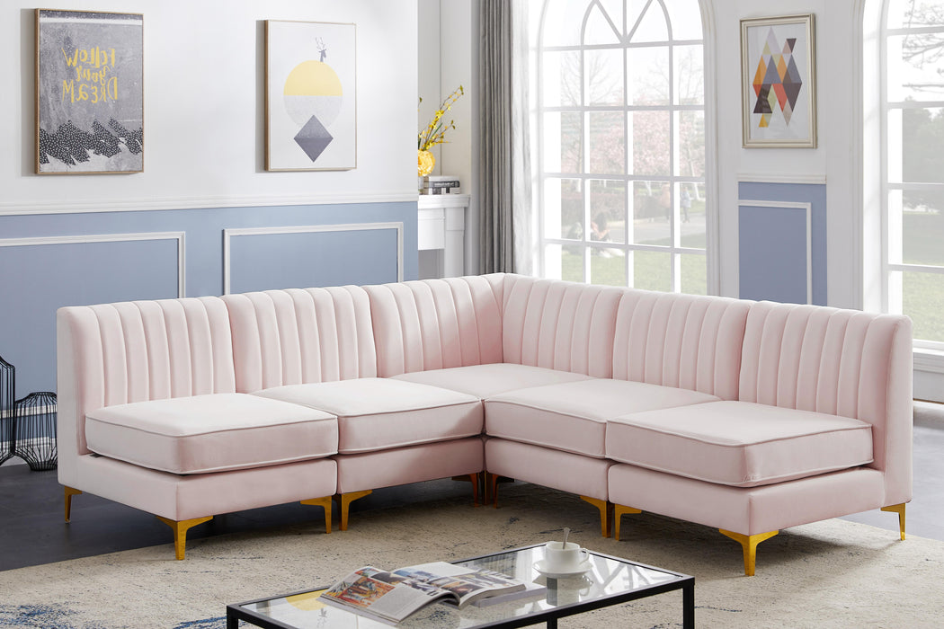 Alina Pink Velvet Modular Sectional - Bargain Furniture (Detroit, MI)
