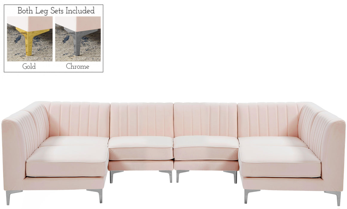 Alina Pink Velvet Modular Sectional - Bargain Furniture (Detroit, MI)