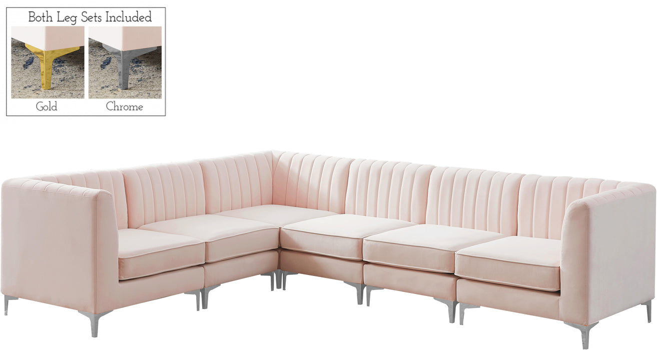 Alina Pink Velvet Modular Sectional - Bargain Furniture (Detroit, MI)