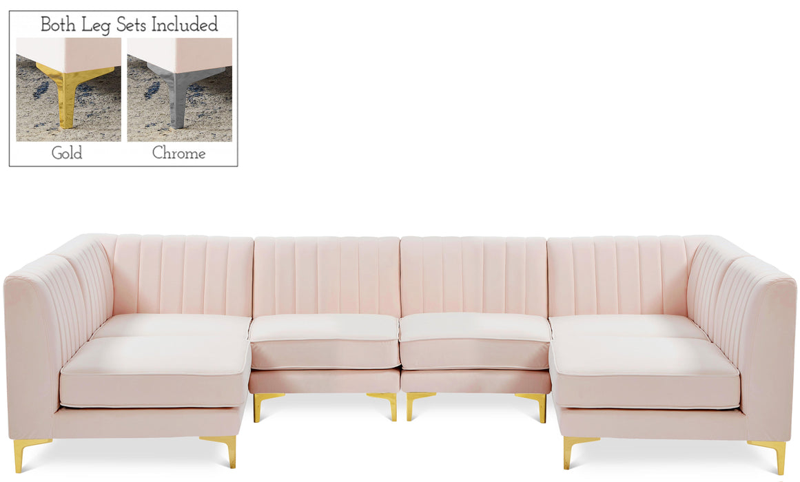 Alina Pink Velvet Modular Sectional - Bargain Furniture (Detroit, MI)