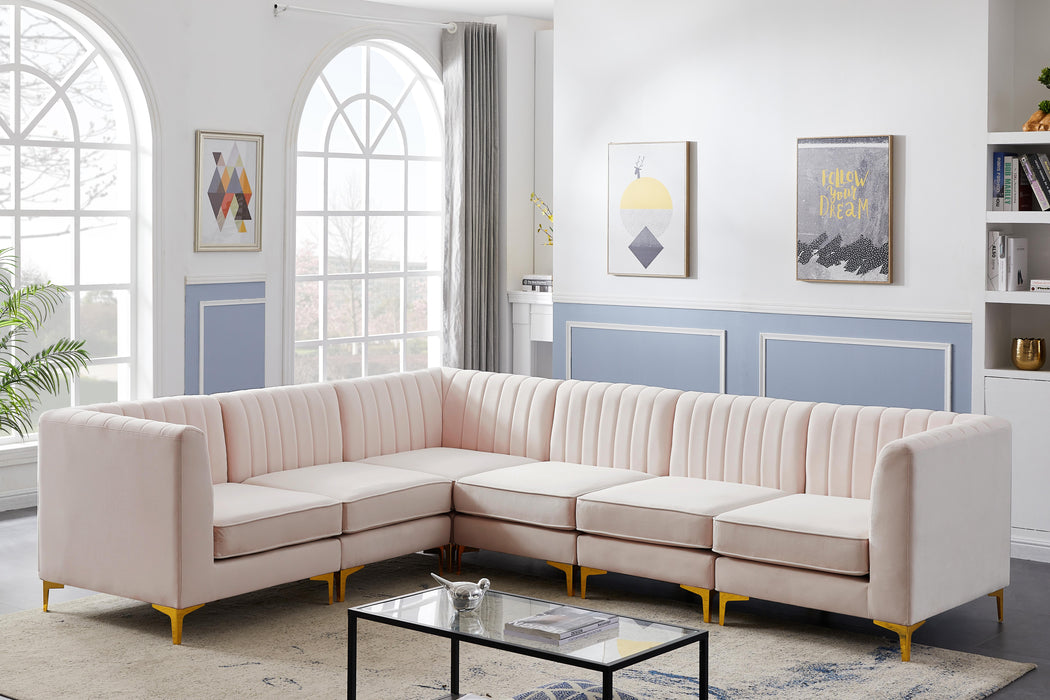 Alina Pink Velvet Modular Sectional - Bargain Furniture (Detroit, MI)