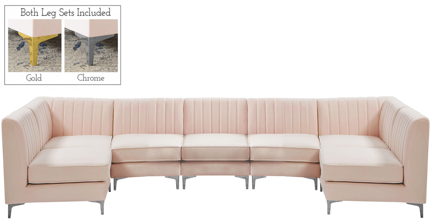 Alina Pink Velvet Modular Sectional - Bargain Furniture (Detroit, MI)