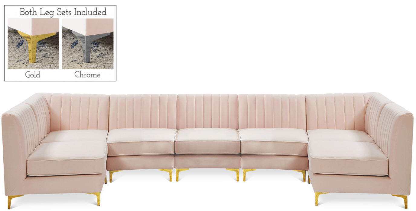 Alina Pink Velvet Modular Sectional - Bargain Furniture (Detroit, MI)