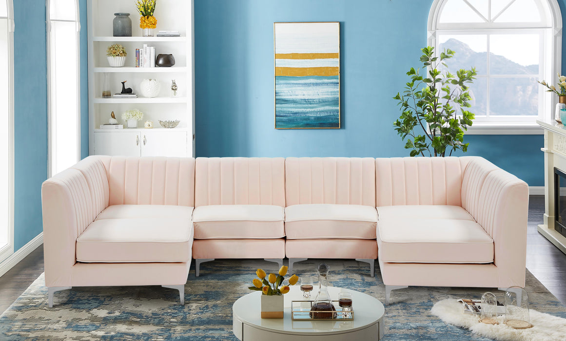 Alina Pink Velvet Modular Sectional - Bargain Furniture (Detroit, MI)