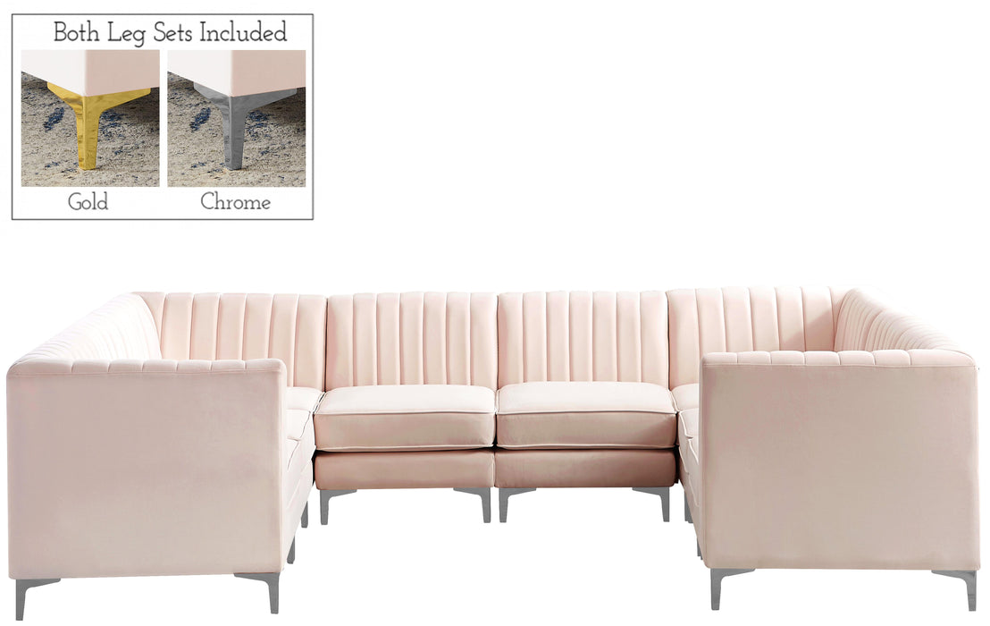 Alina Pink Velvet Modular Sectional - Bargain Furniture (Detroit, MI)