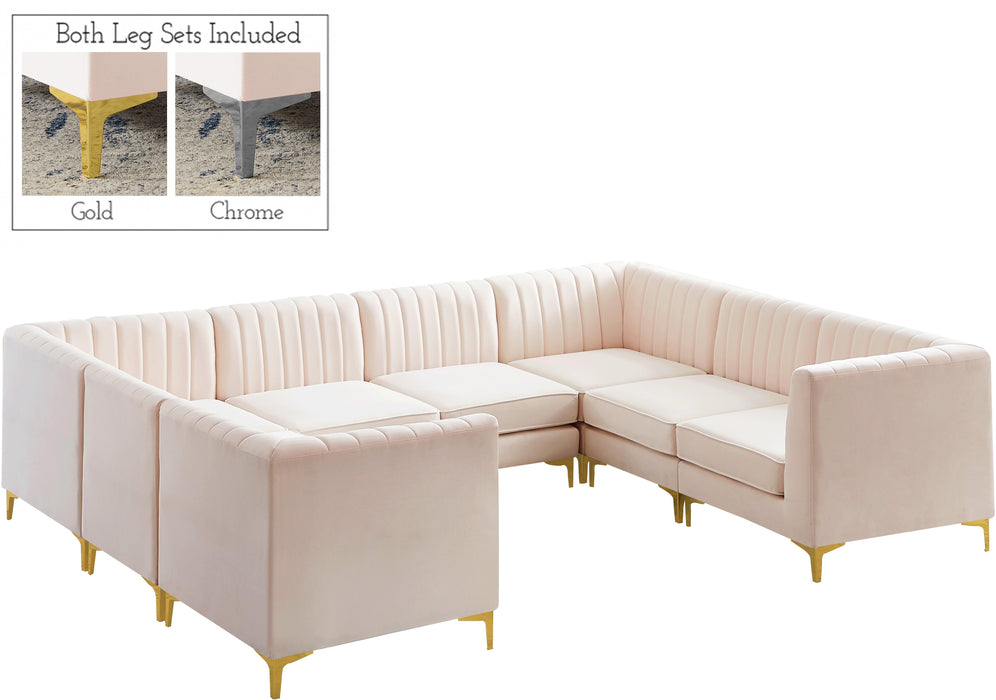 Alina Pink Velvet Modular Sectional - Bargain Furniture (Detroit, MI)