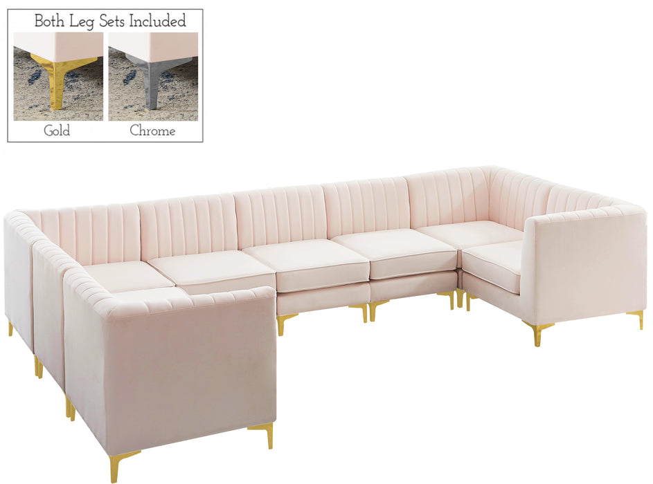 Alina Pink Velvet Modular Sectional - Bargain Furniture (Detroit, MI)