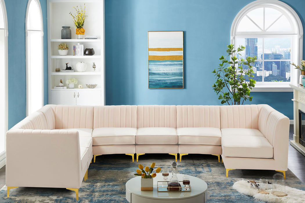 Alina Pink Velvet Modular Sectional - Bargain Furniture (Detroit, MI)