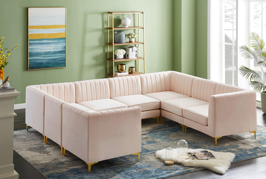 Alina Pink Velvet Modular Sectional - Bargain Furniture (Detroit, MI)