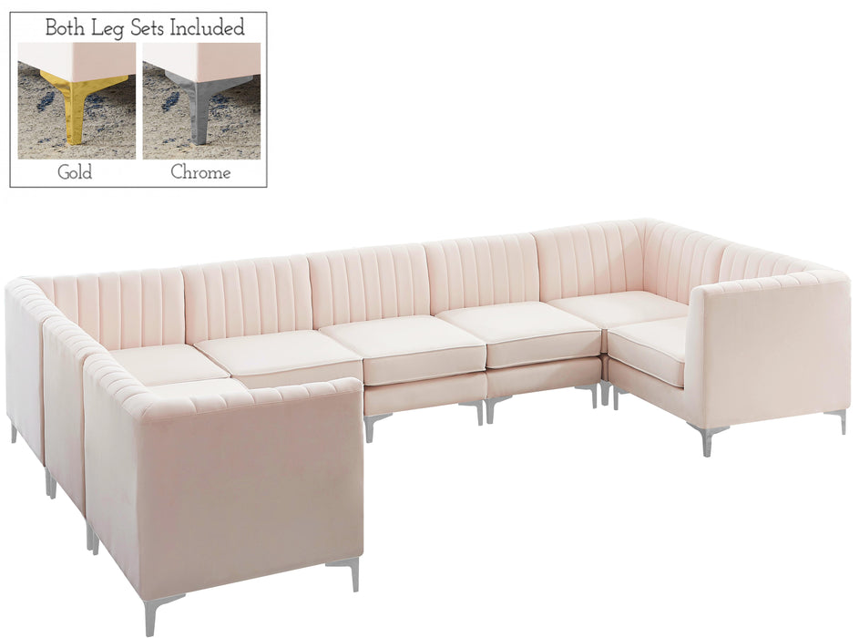 Alina Pink Velvet Modular Sectional - Bargain Furniture (Detroit, MI)