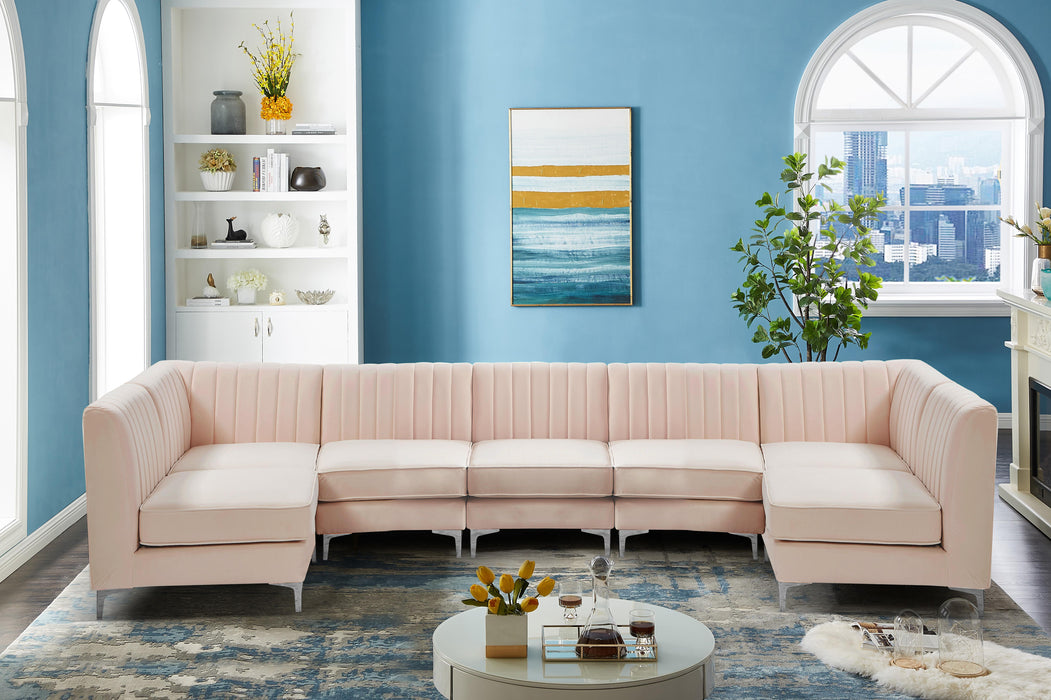 Alina Pink Velvet Modular Sectional - Bargain Furniture (Detroit, MI)