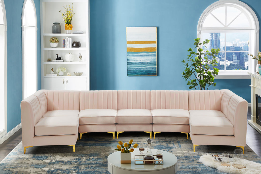 Alina Pink Velvet Modular Sectional - Bargain Furniture (Detroit, MI)