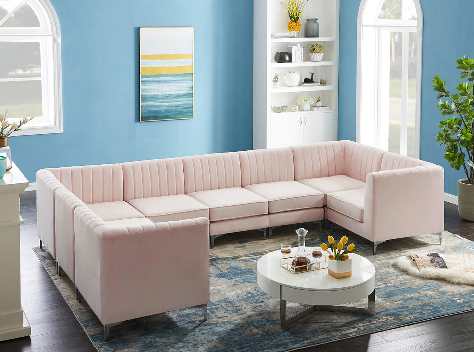 Alina Pink Velvet Modular Sectional - Bargain Furniture (Detroit, MI)
