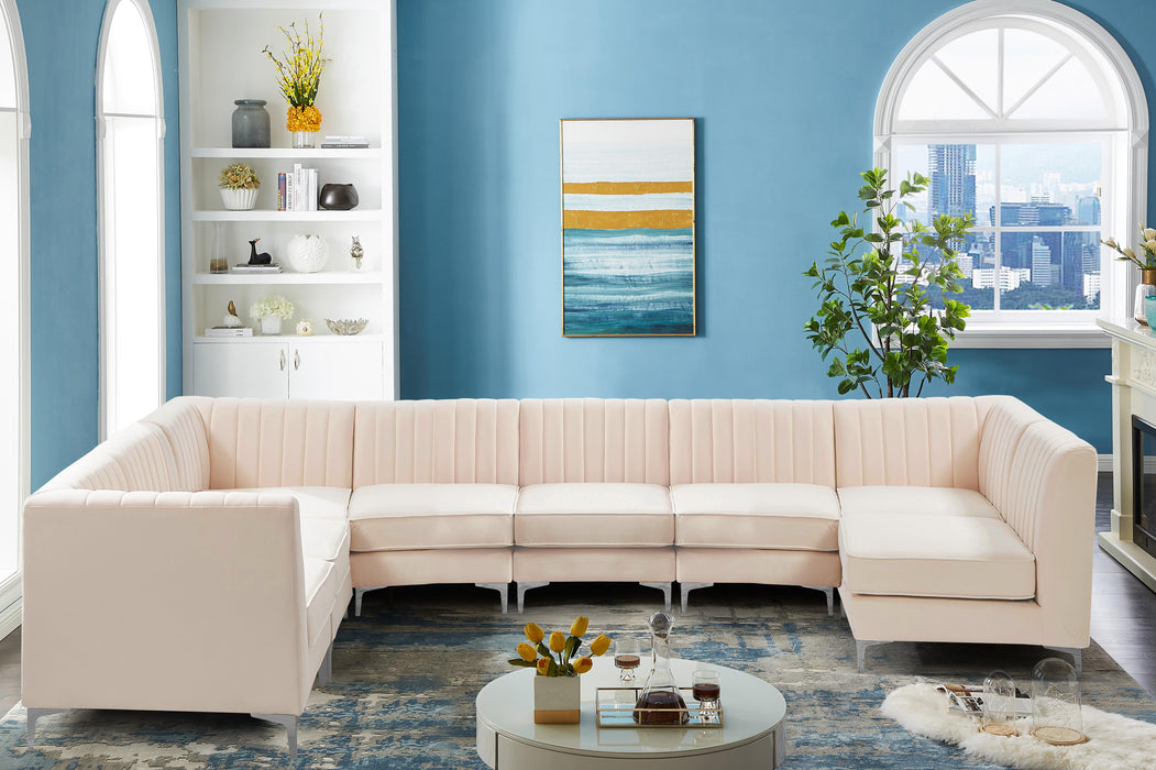 Alina Pink Velvet Modular Sectional - Bargain Furniture (Detroit, MI)