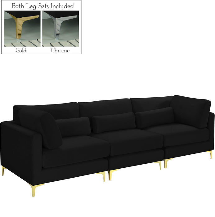 Julia Black Velvet Modular Sofa (3 Boxes) - Bargain Furniture (Detroit, MI)
