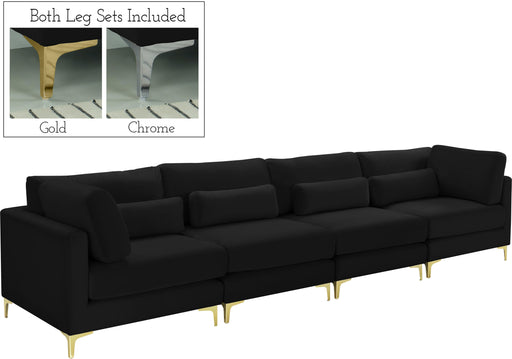 Julia Black Velvet Modular Sofa (4 Boxes) - Bargain Furniture (Detroit, MI)