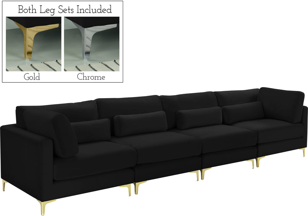 Julia Black Velvet Modular Sofa (4 Boxes) - Bargain Furniture (Detroit, MI)