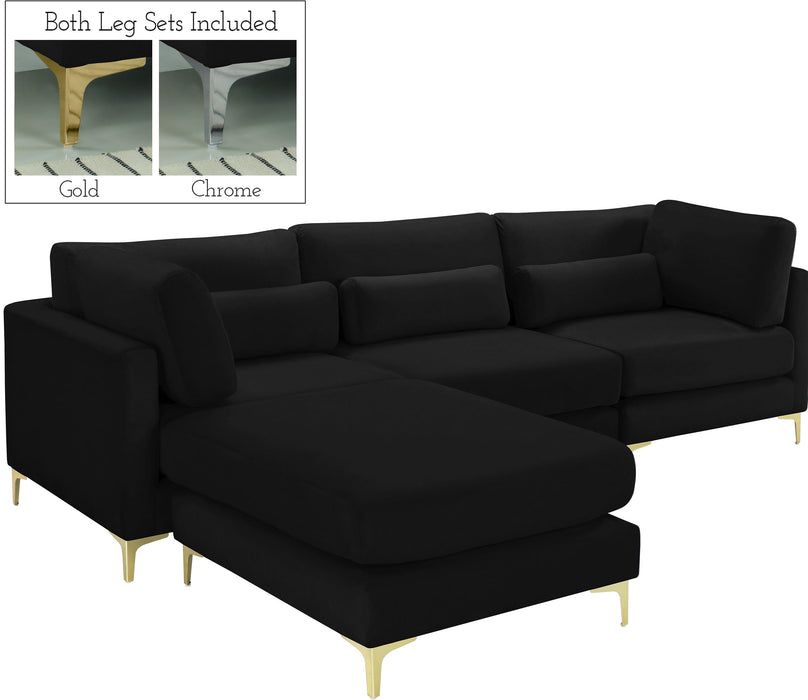 Julia Black Velvet Modular Sectional (4 Boxes) - Bargain Furniture (Detroit, MI)
