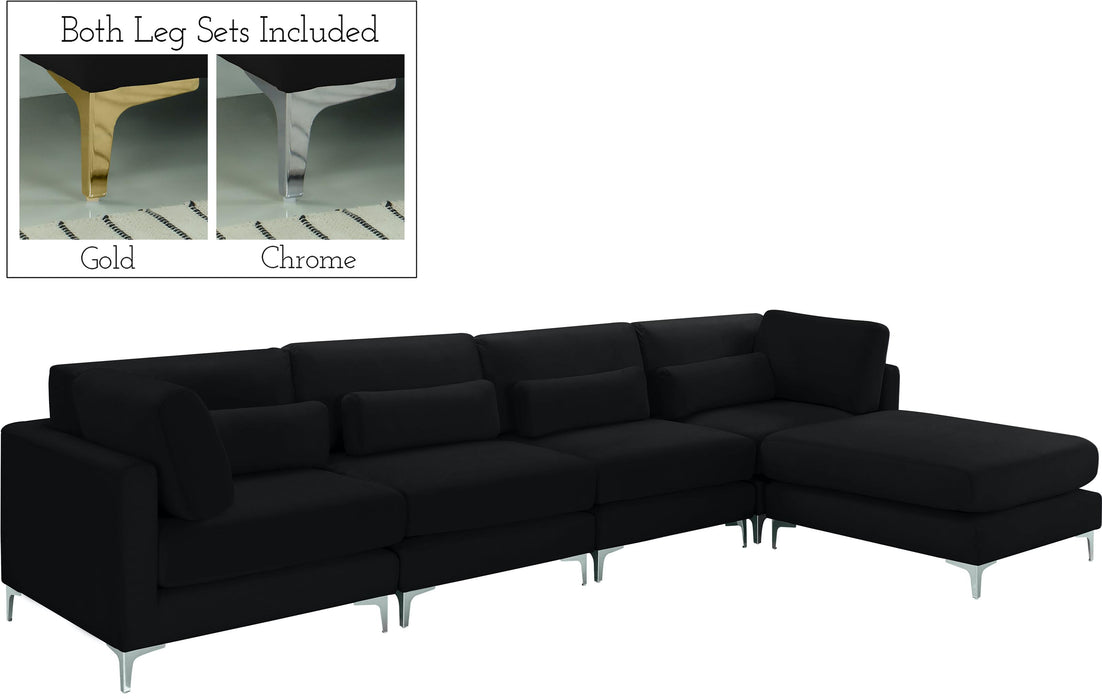 Julia Black Velvet Modular Sectional (5 Boxes) - Bargain Furniture (Detroit, MI)