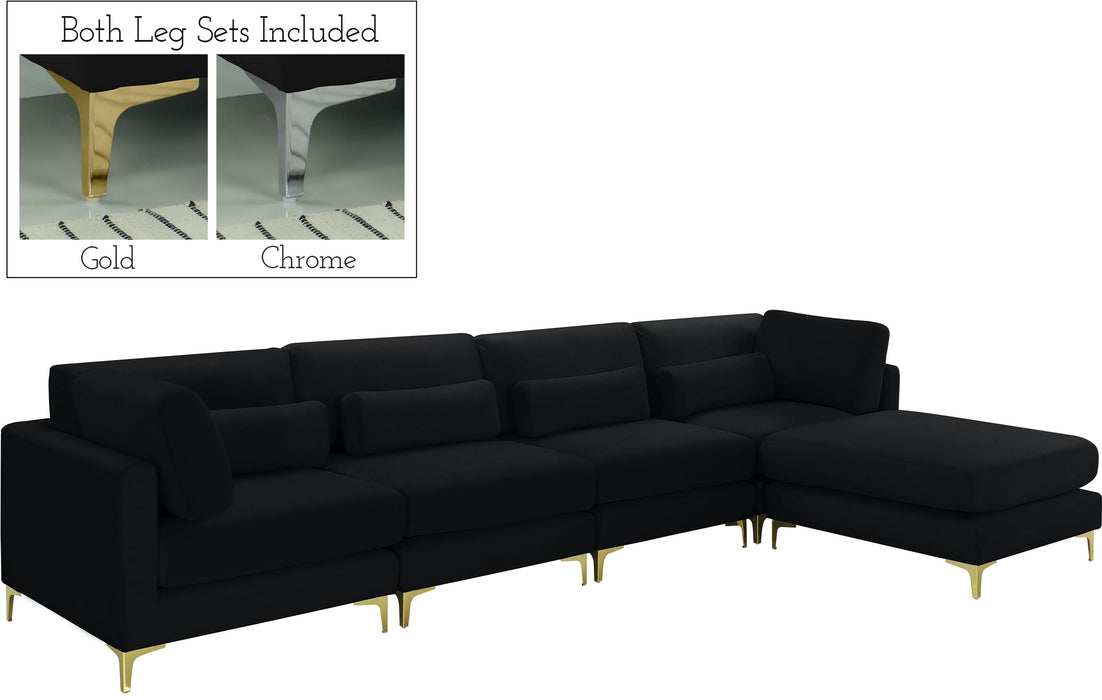 Julia Black Velvet Modular Sectional (5 Boxes) - Bargain Furniture (Detroit, MI)