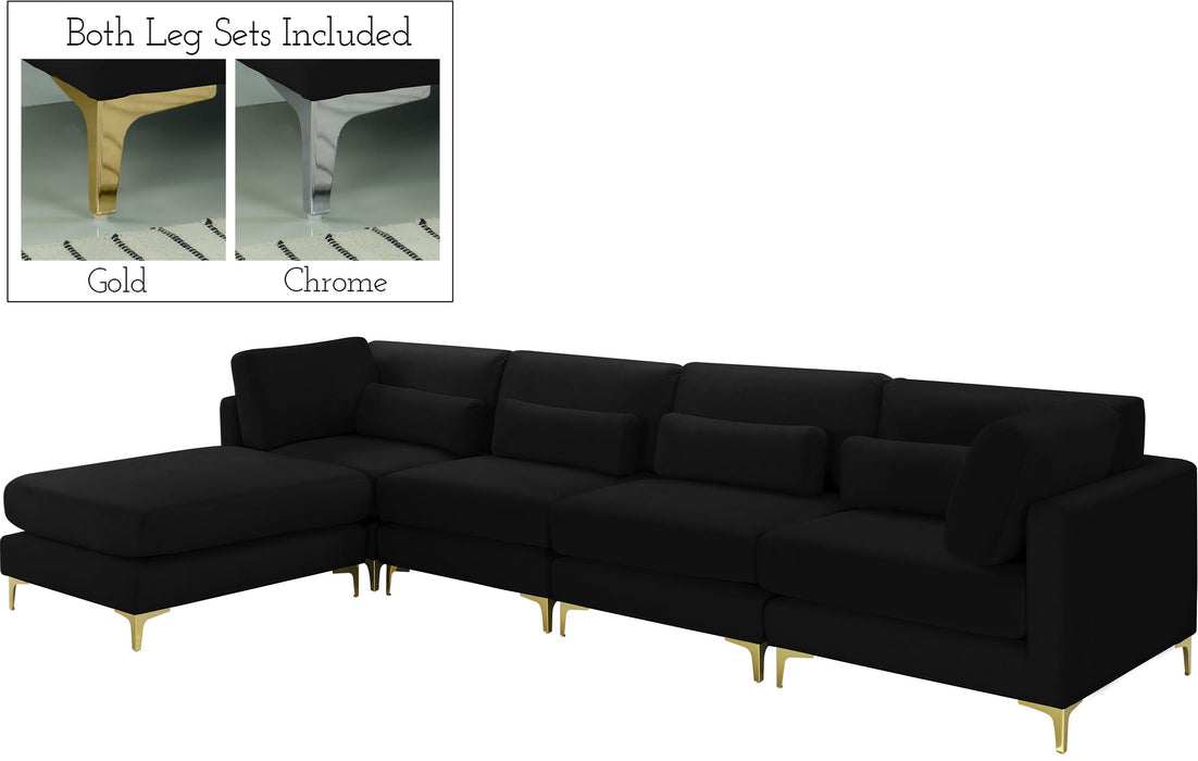 Julia Black Velvet Modular Sectional (5 Boxes) - Bargain Furniture (Detroit, MI)