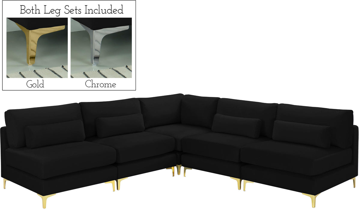 Julia Black Velvet Modular Sectional (5 Boxes) - Bargain Furniture (Detroit, MI)