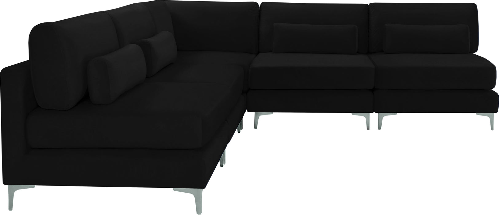Julia Black Velvet Modular Sectional (5 Boxes) - Bargain Furniture (Detroit, MI)