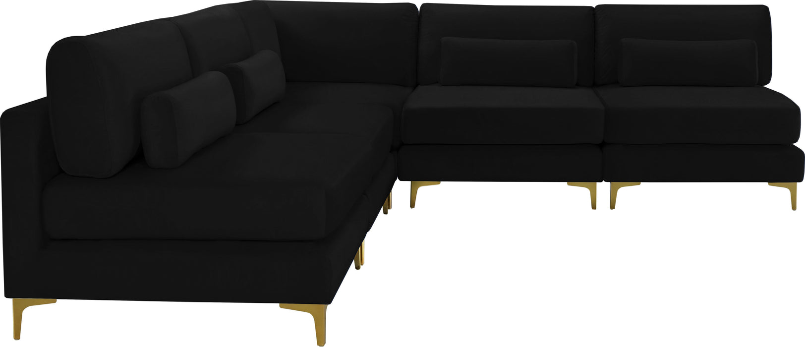 Julia Black Velvet Modular Sectional (5 Boxes) - Bargain Furniture (Detroit, MI)