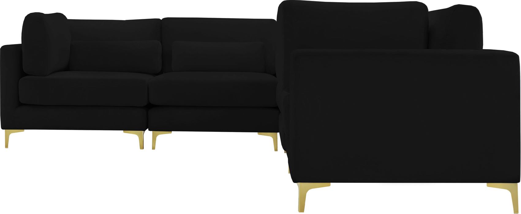 Julia Black Velvet Modular Sectional (5 Boxes) - Bargain Furniture (Detroit, MI)