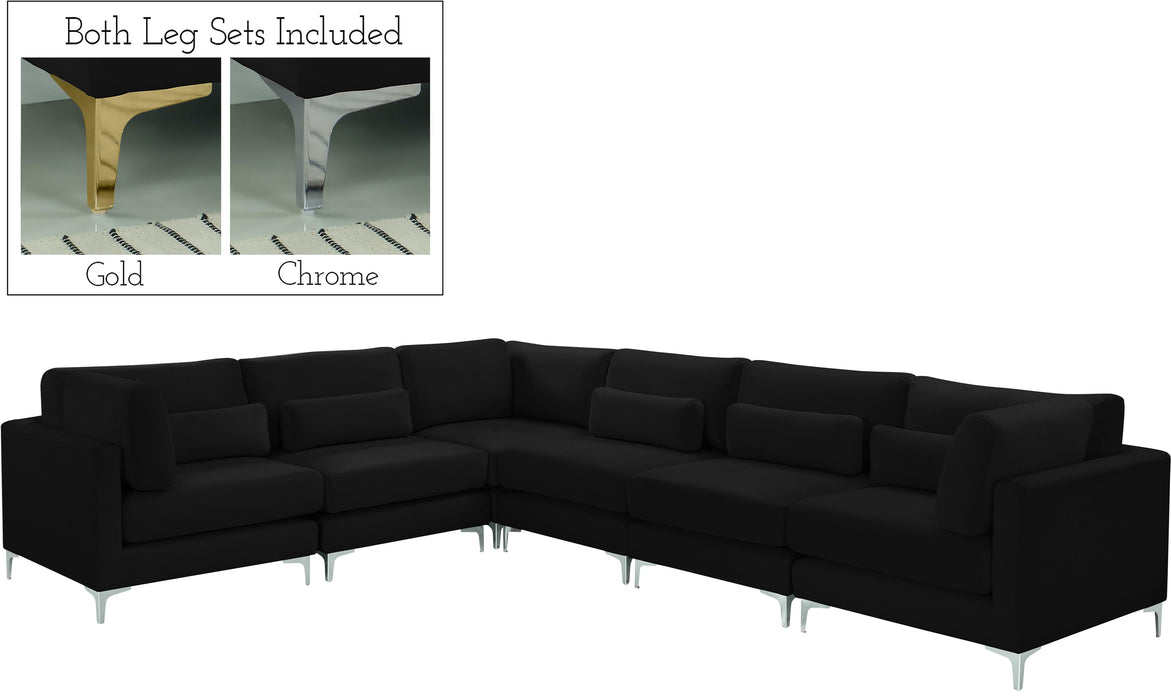 Julia Black Velvet Modular Sectional (6 Boxes) - Bargain Furniture (Detroit, MI)