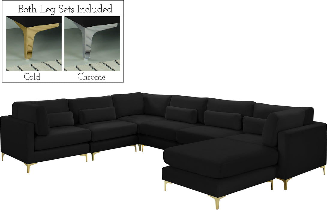 Julia Black Velvet Modular Sectional (7 Boxes) - Bargain Furniture (Detroit, MI)