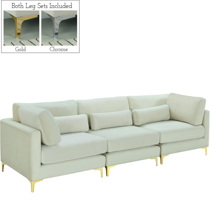 Julia Cream Velvet Modular Sofa (3 Boxes) - Bargain Furniture (Detroit, MI)