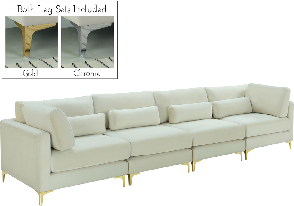 Julia Cream Velvet Modular Sofa (4 Boxes) - Bargain Furniture (Detroit, MI)