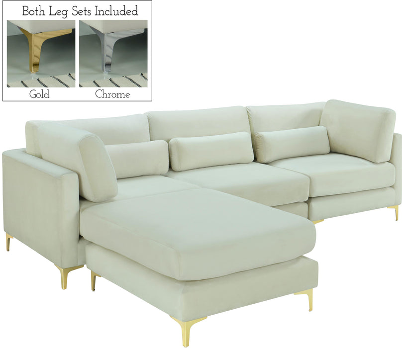 Julia Cream Velvet Modular Sectional (4 Boxes) - Bargain Furniture (Detroit, MI)