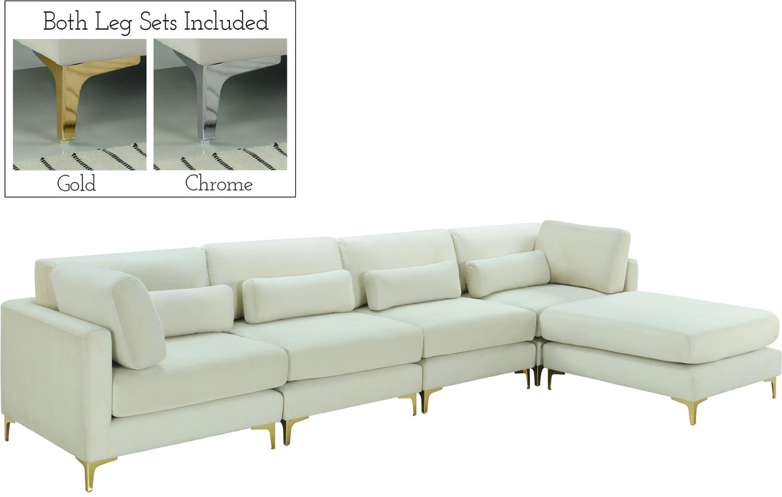 Julia Cream Velvet Modular Sectional (5 Boxes) - Bargain Furniture (Detroit, MI)