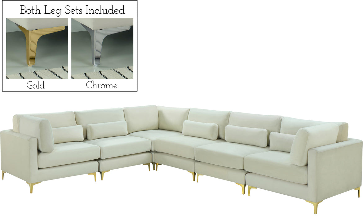 Julia Cream Velvet Modular Sectional (6 Boxes) - Bargain Furniture (Detroit, MI)