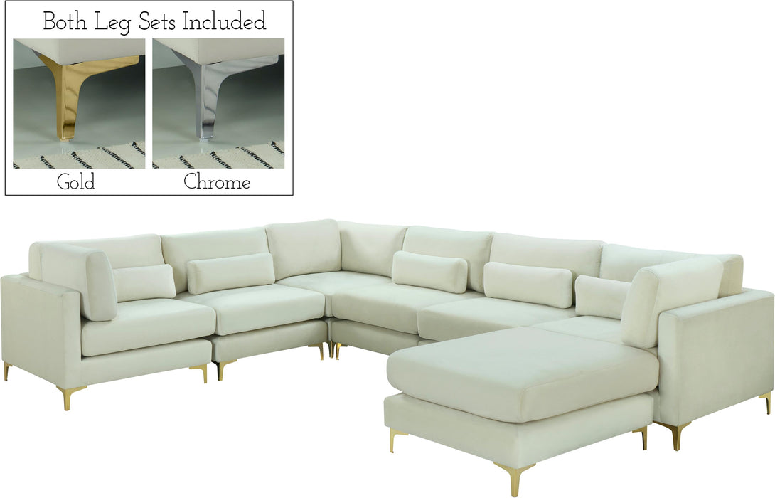 Julia Cream Velvet Modular Sectional (7 Boxes) - Bargain Furniture (Detroit, MI)