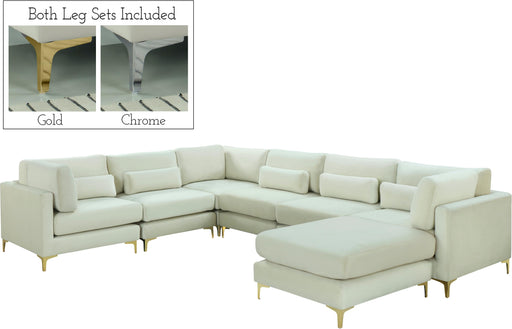 Julia Cream Velvet Modular Sectional (7 Boxes) - Bargain Furniture (Detroit, MI)